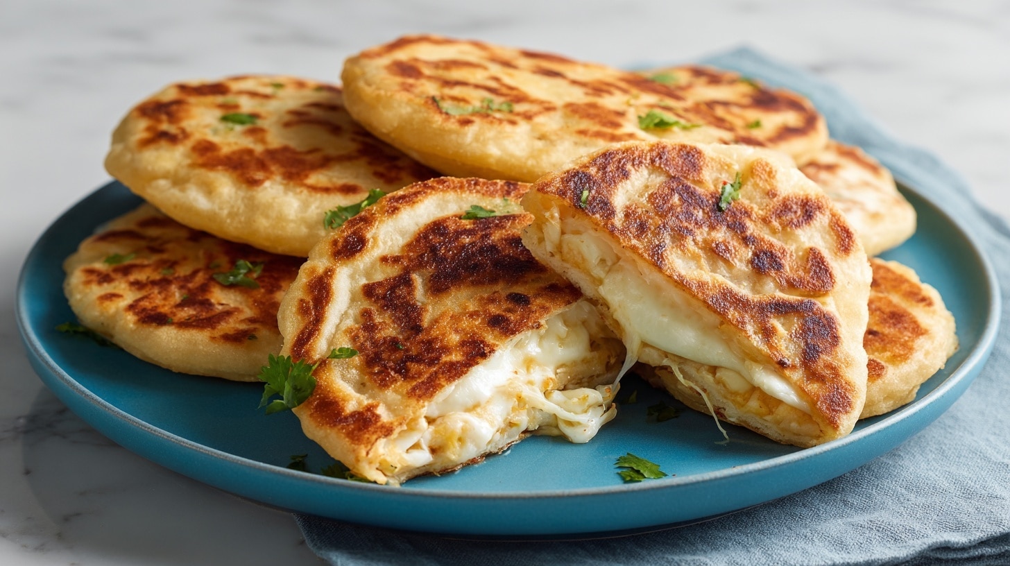 Venezuelan Corn Pancakes (Cachapas) with Mozzarella and Jalapeños Recipe - Recipe Image