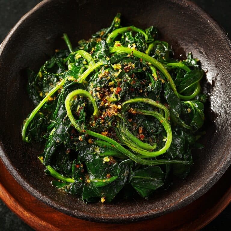 Molokhia with Tenderized Beef and Aromatic Garlic-Spice Oil Recipe