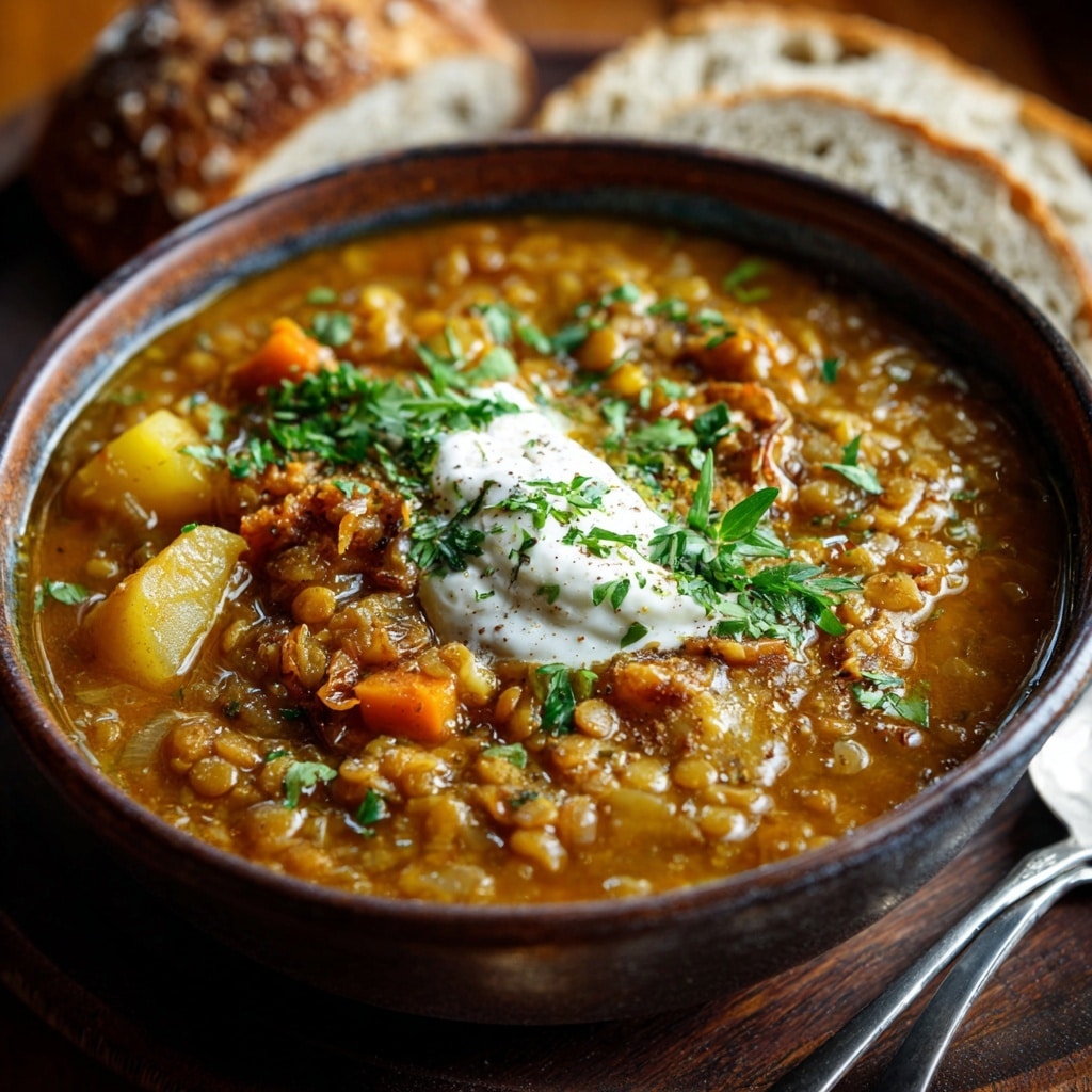 Carrot Soup with Spiced Ground Beef and Pine Nuts Recipe - Recipe Image