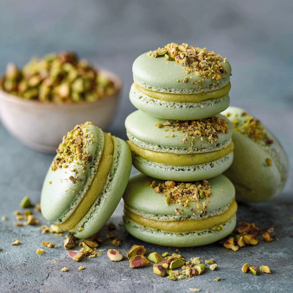Pistachio Macarons with Pistachio Ganache Recipe - Recipe Image