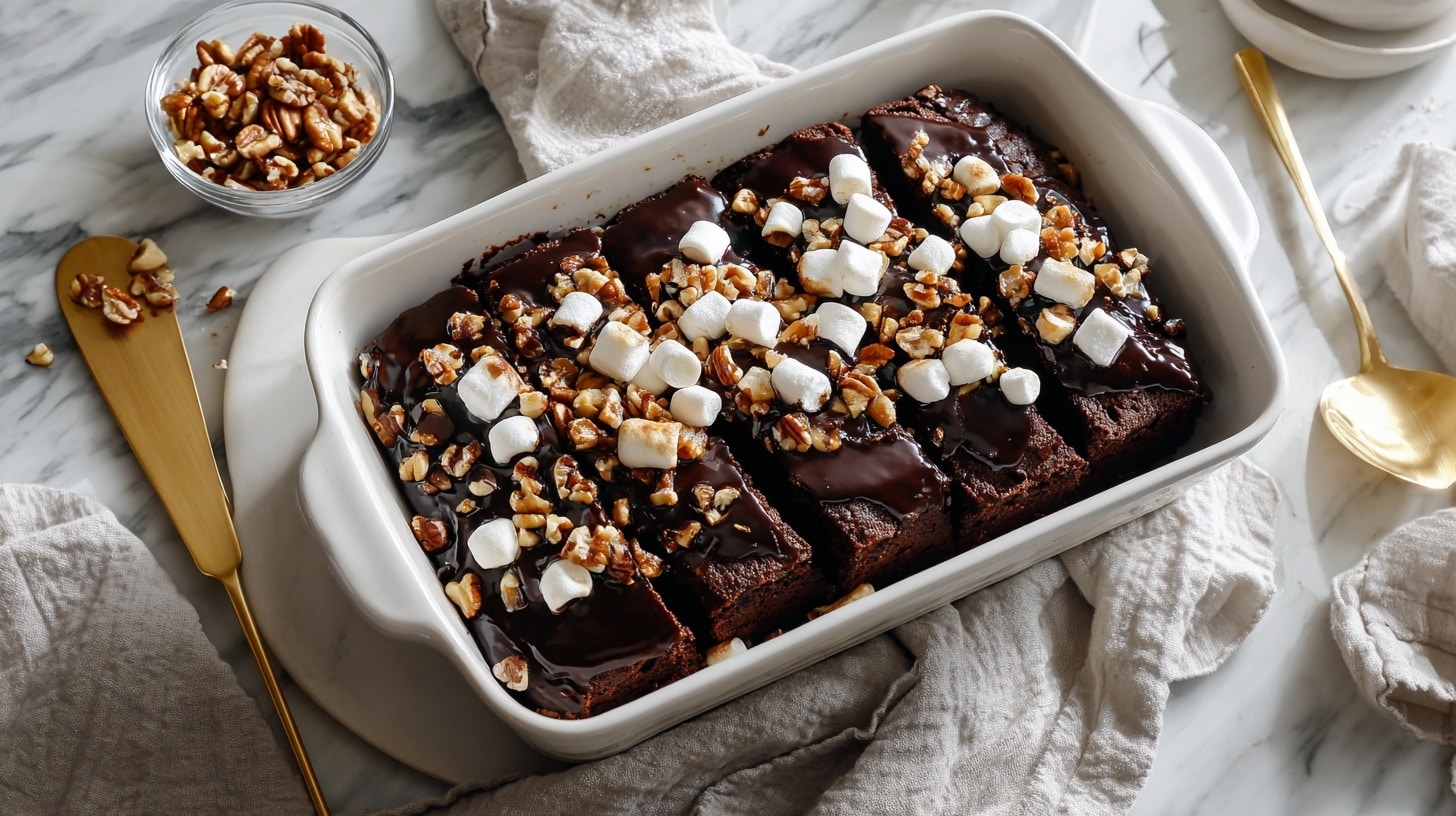 Hot Chocolate Brownies with Marshmallow Frosting Recipe - Recipe Image