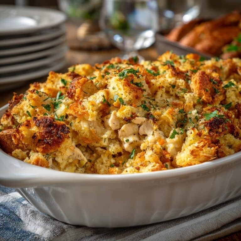 Thanksgiving Stuffing with Sourdough, Herbs, and Chicken Stock Recipe