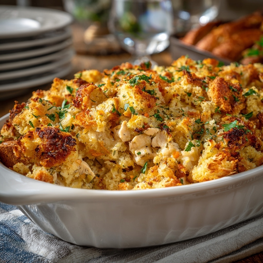 Thanksgiving Stuffing with Sourdough, Herbs, and Chicken Stock Recipe - Recipe Image