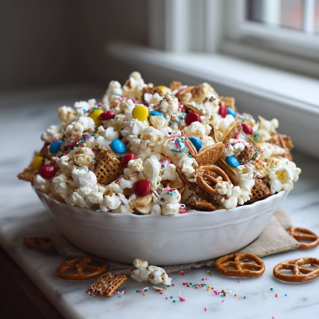 White Chocolate Christmas Popcorn Recipe - Recipe Image