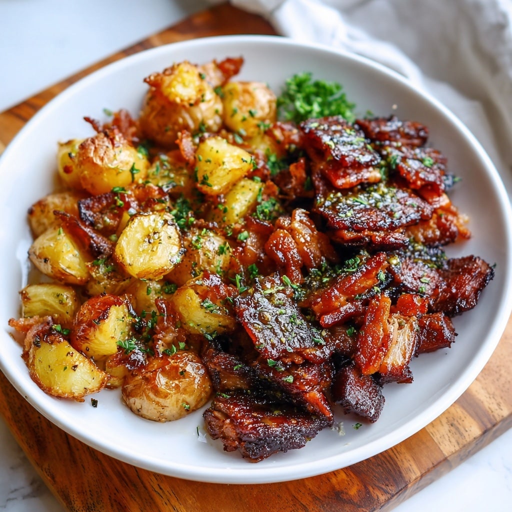 Crispy Beef Bacon Honey Roasted Potatoes Recipe - Recipe Image