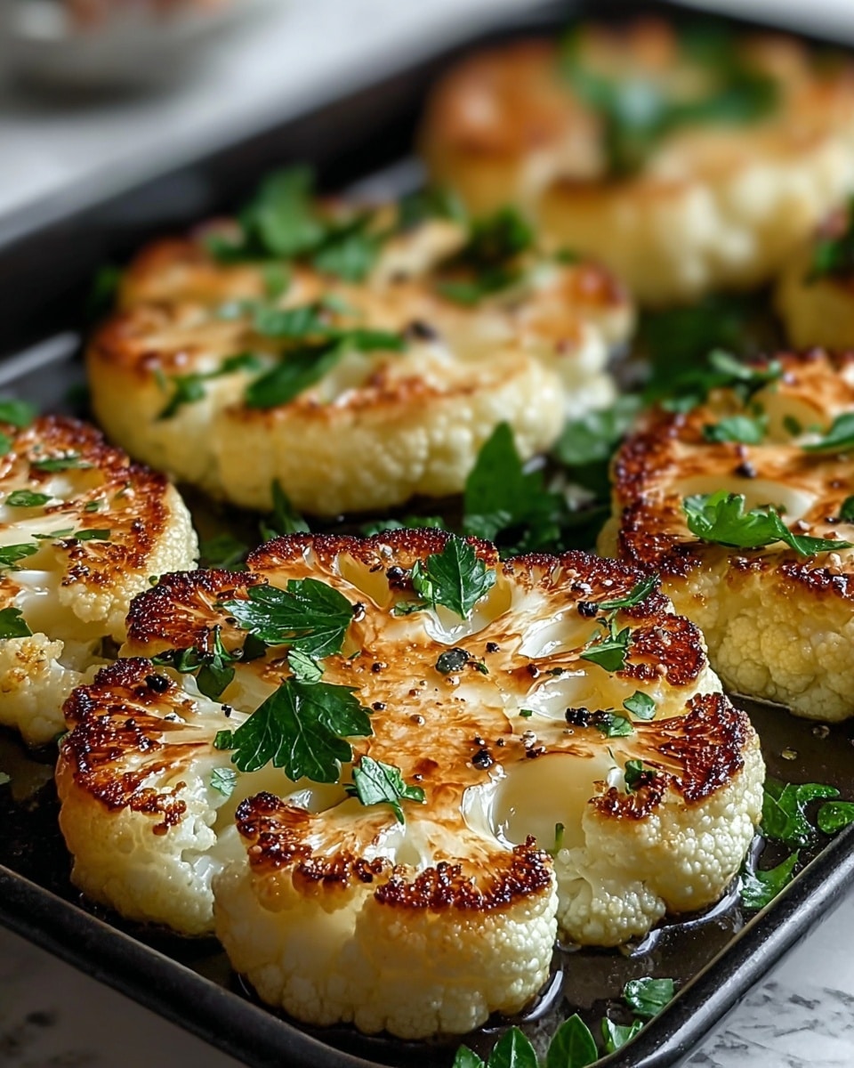 Cauliflower Steaks with Creamy Garlic Parmesan Sauce Recipe - Recipe Image