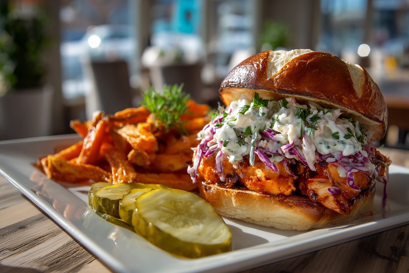 Crispy Buffalo Chicken Sandwich with Ranch Slaw Recipe - Recipe Image