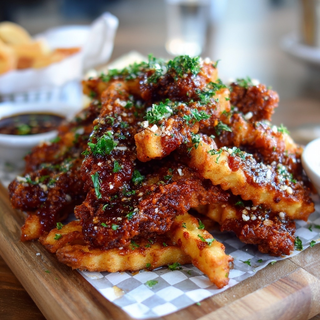 Nashville Hot Chicken Fries with Coleslaw and Cheese Sauce Recipe - Recipe Image