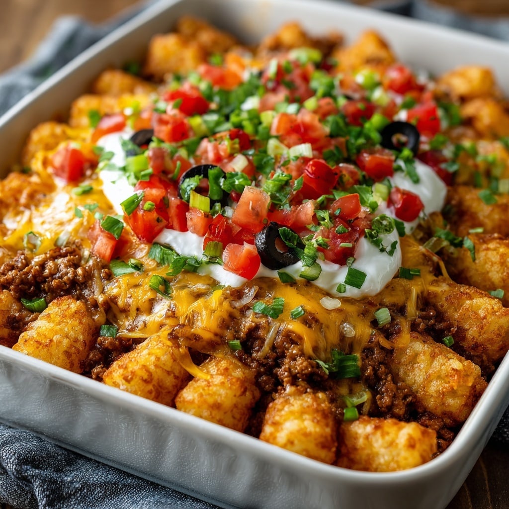 Loaded Buffalo Chicken Tater Tot Bake Recipe - Recipe Image