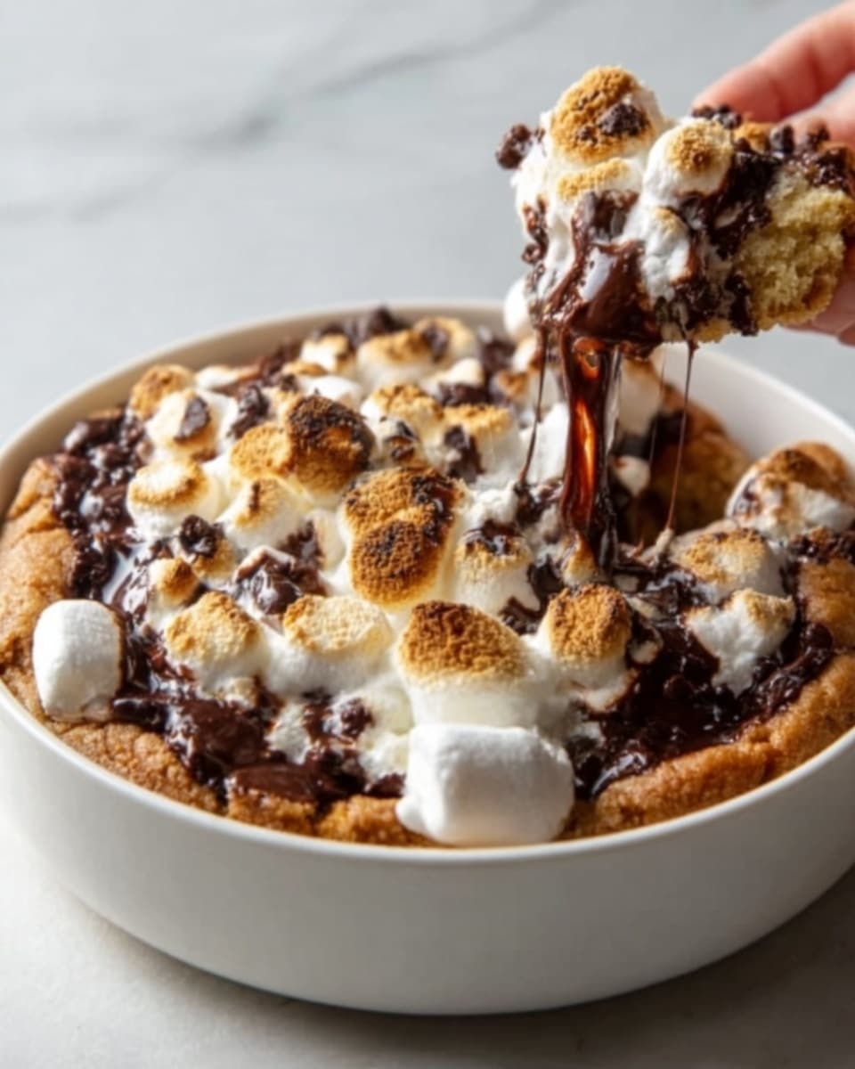 Ultimate S'mores Stuffed Chocolate Chip Skillet Cookie Recipe - Recipe Image
