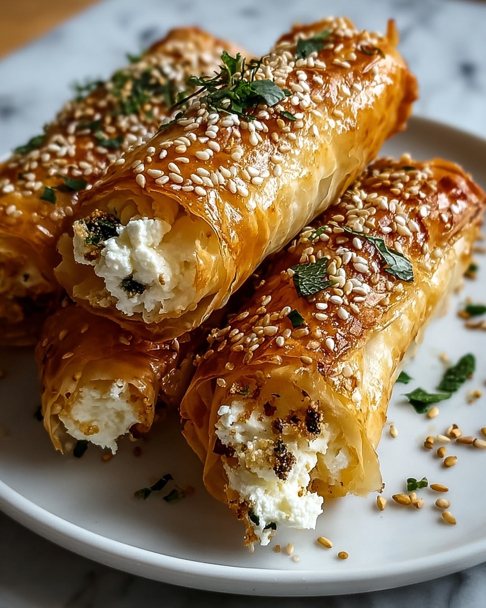 Indulgent Oven Fried Feta Rolls with Chili Honey Recipe - Recipe Image