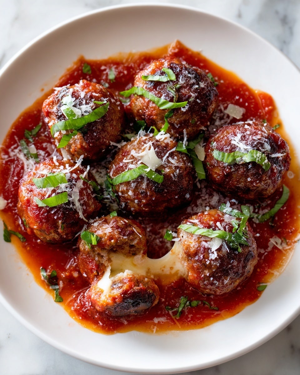 Burrata-Stuffed Meatballs in Marinara Sauce Recipe - Recipe Image