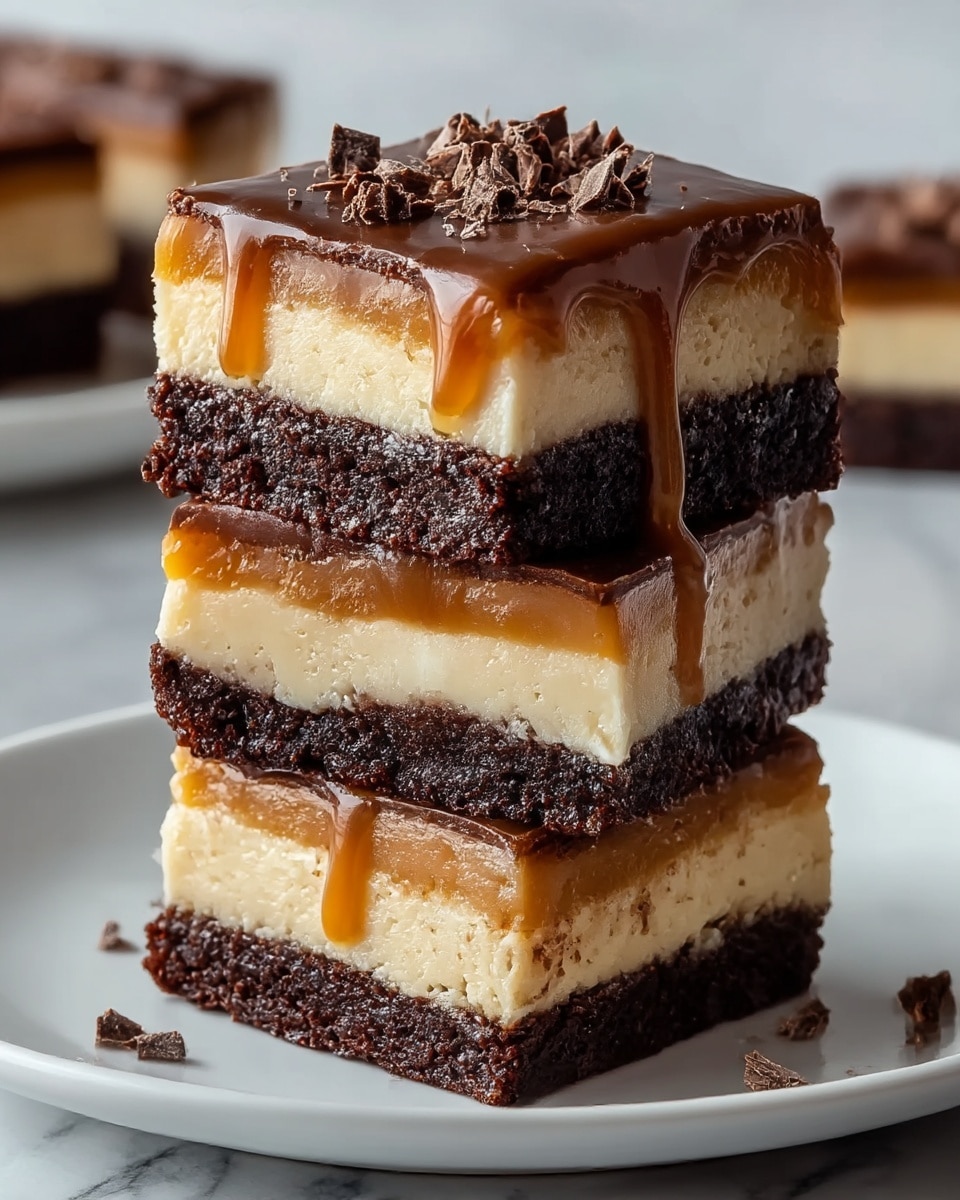 Chocolate Caramel Cheesecake Bars Recipe - Recipe Image
