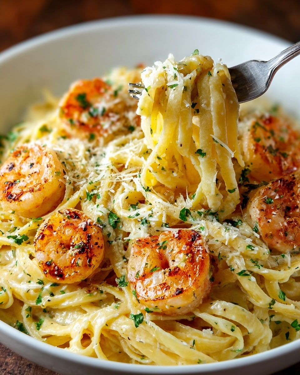 Shrimp Scampi Garlic Cream Pasta Recipe - Recipe Image